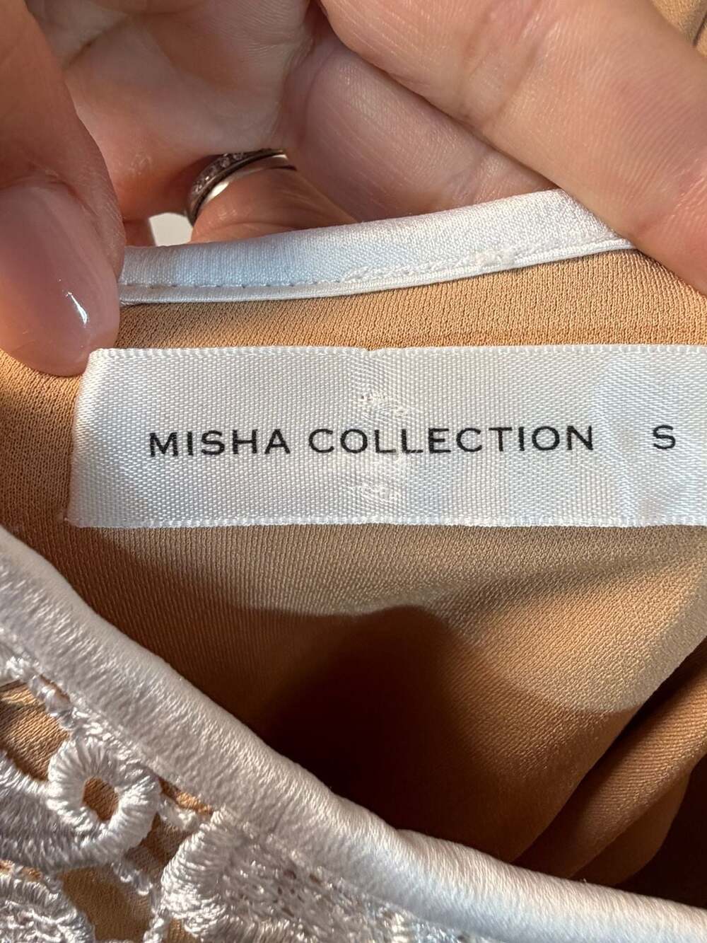 MISHA Eline Lace Midi Dress White Nude Size S - Picture 4 of 13